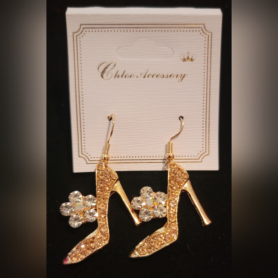 Gold High Heel Earrings